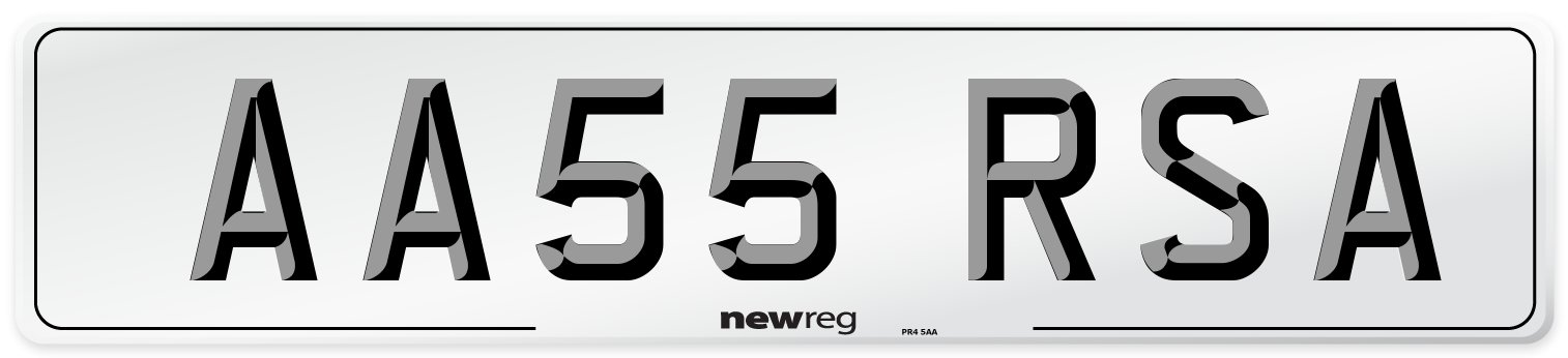 AA55 RSA Number Plate from New Reg